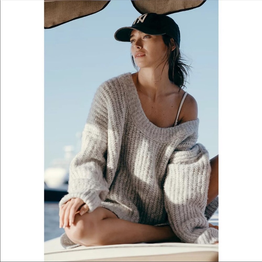 #22 New! Free People Blue Bell Chunky Oversized SweaterNWT - Picture 6 of 8